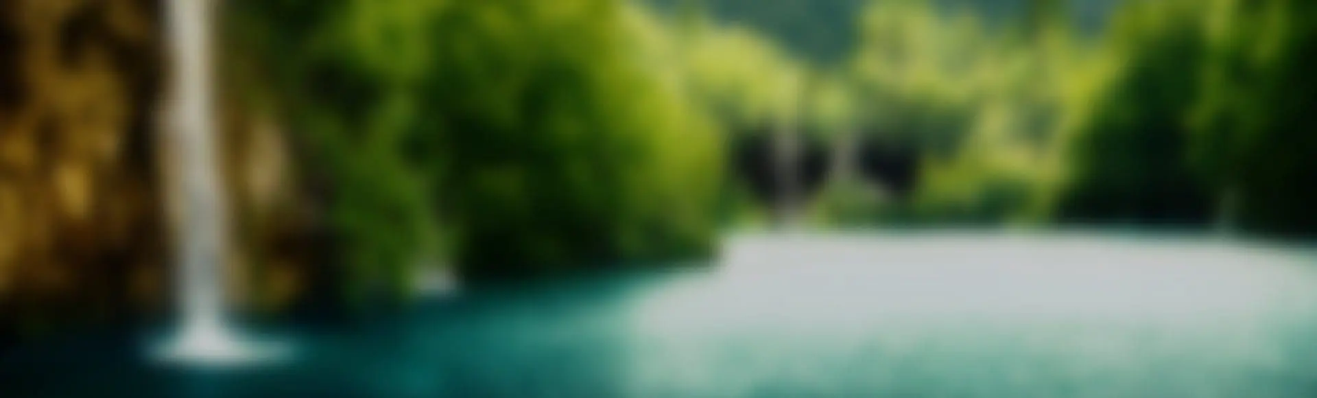A blurry image of trees and water